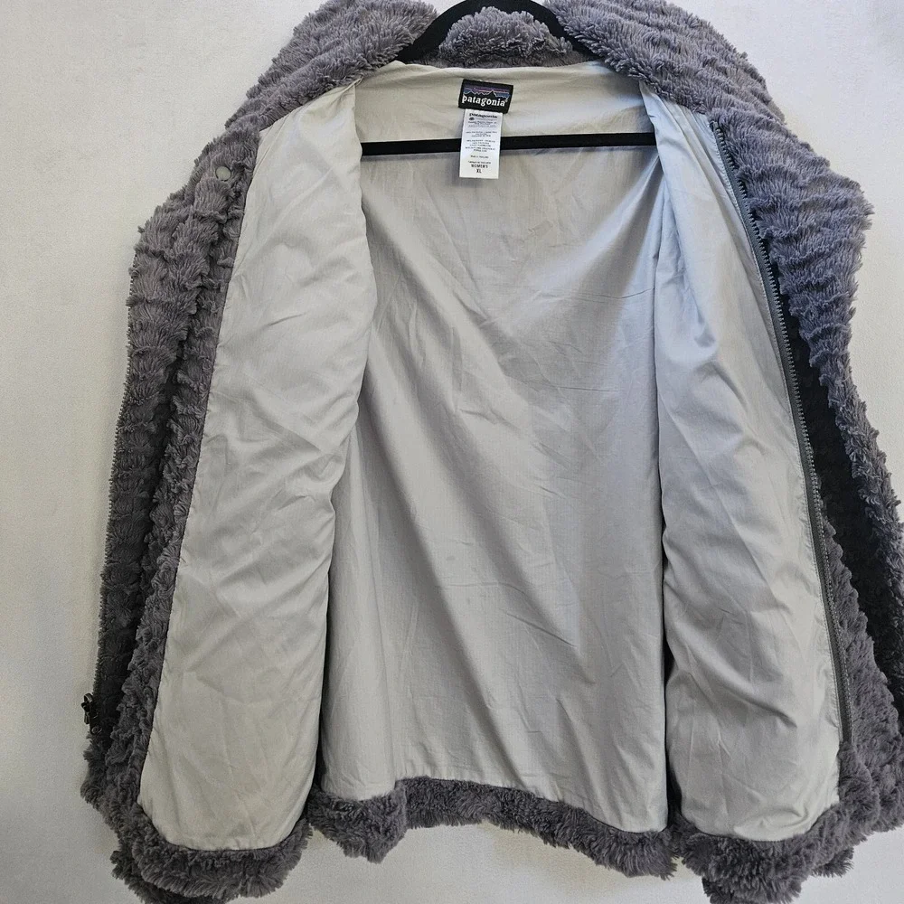Patagonia Los Gatos Fleece Womens XL Grey Wavy Textured Mock Neck Gorpcore Cozy - Picture 9 of 15